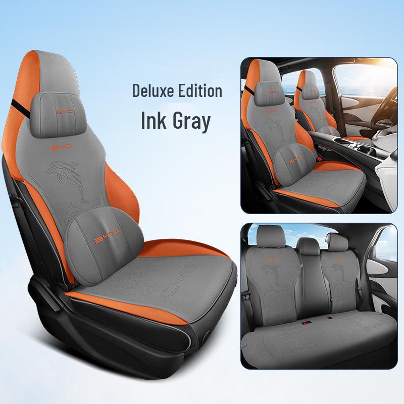 BYD Dolphin All-Season Suede Car Seat Cushion - Half-Wrap Waist Support Fashion Interior Pad