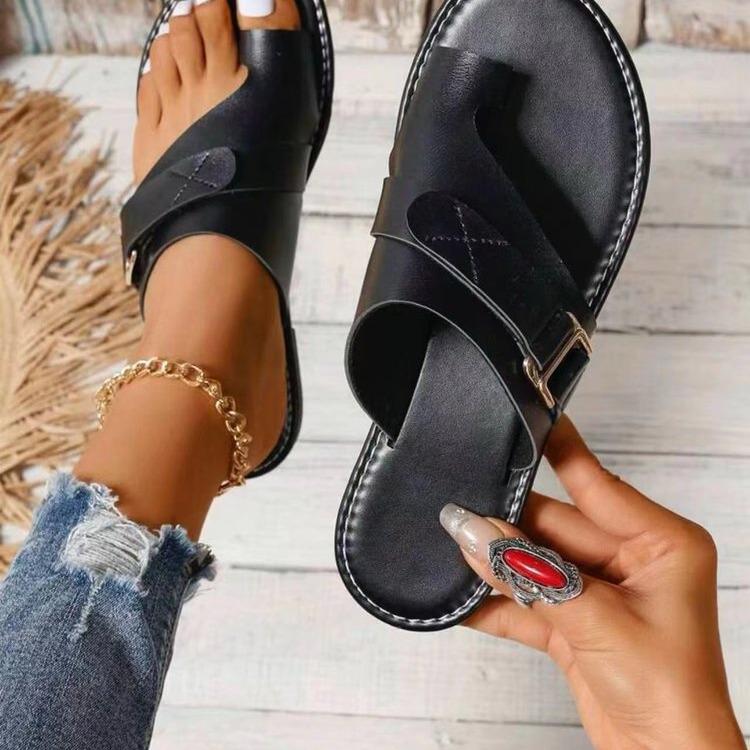 Summer 2024 Plus Size Women's Toe Cover Casual Sandals & Slippers