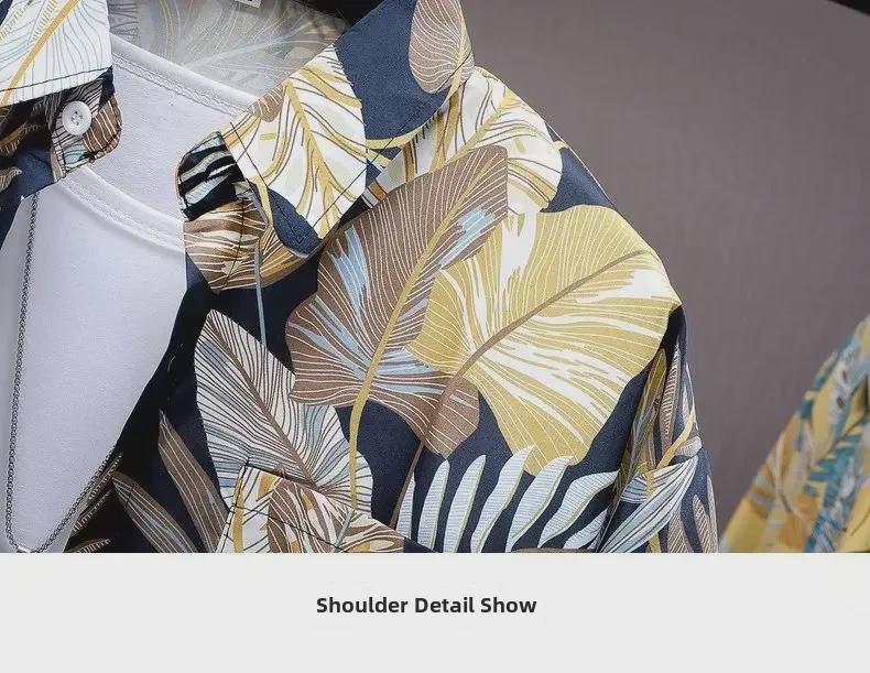 Мужская модная рубашка с коротким рукавом и принтом в гавайском пляжном стиле