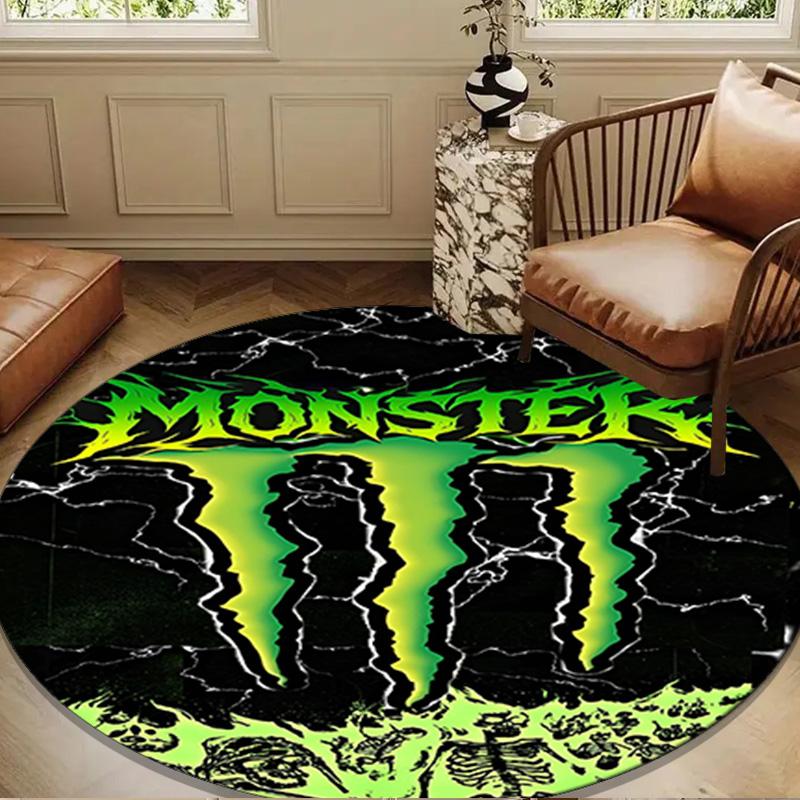 Powerful Energy Drink Logo Round mat Home Decor, Chair rug For livingroom,Bedroom, doormat home decor Birthday Gift Christmas Gifts