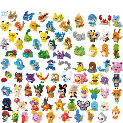 DIY Pokemon Blocks Маленький мультяшный мини-строительный блок Пикачу Чаризард Иви Мьюту Аниме Соберите экшн-модель Куклы Игрушки
