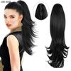 Синтетический зажим для наращивания волос в хвосте, шиньон, черные волосы, волнистая накладная косичка с резинкой, конский хвост