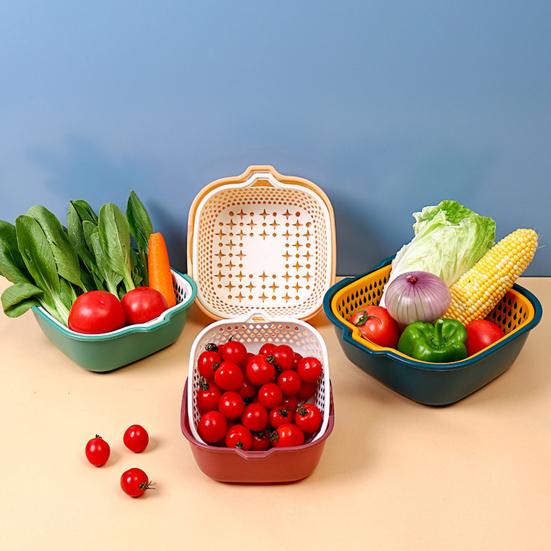 8 Pcs Kitchen Draining Bowl Hollow Out Quick Drainage with Small Ears Drain Basket Fruite