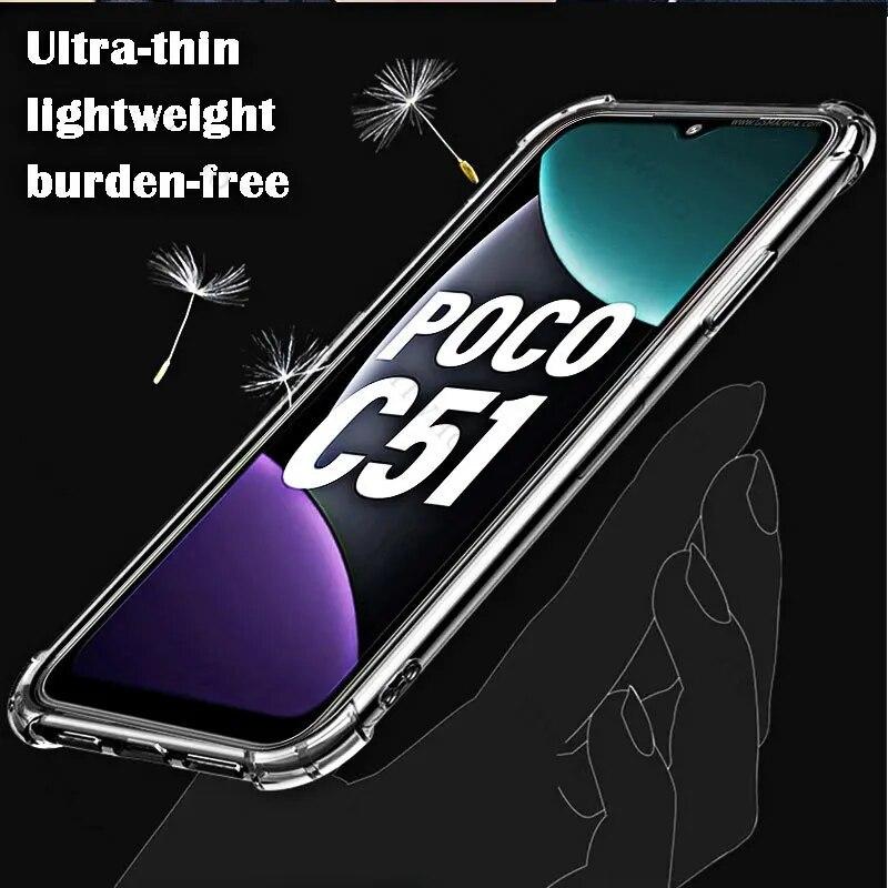 Прозрачный мягкий чехол для телефона Xiaomi Poco C51 HD TPU, прозрачный для Xiaomi Poko C 51 6,52 дюйма MZB0E6DIN, противоударные чехлы с защитой от царапин