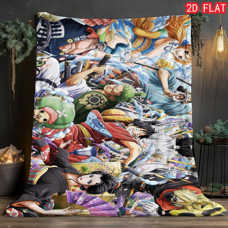 One Piece Gaming Flannel Blanket Lightweight Soft Warm for Game Room Leisure THW