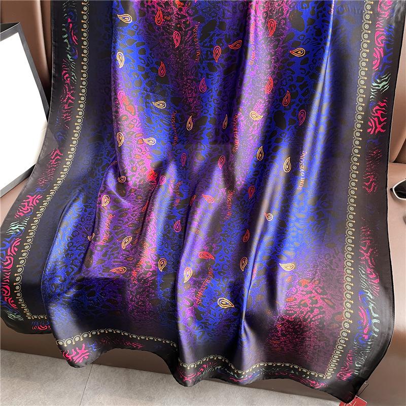 New Simple and Versatile Geometric Fashion Scarf Women's Thin Simulated Silk Shawl Sunscreen Long Large Size Silk