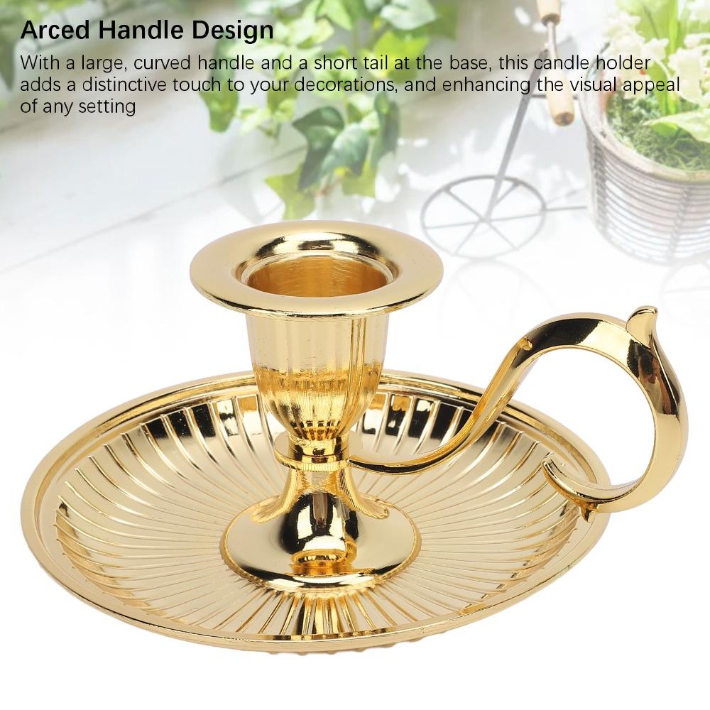 Handheld Taper Candle Holder Round Bottom Brass Candlestick Holder Christmas Decor