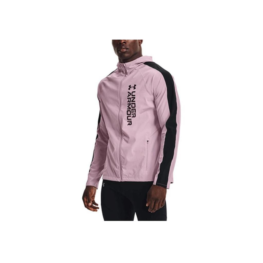 Under Armour Out The Storm Lightweight Woven Running Hooded Jacket Men Jacket Pink 1361502-698