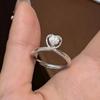 Bypass Heart Shape Halo Moissanite Ring S925 Sterling Silver Paved Side Stone  Women Engagement Ring