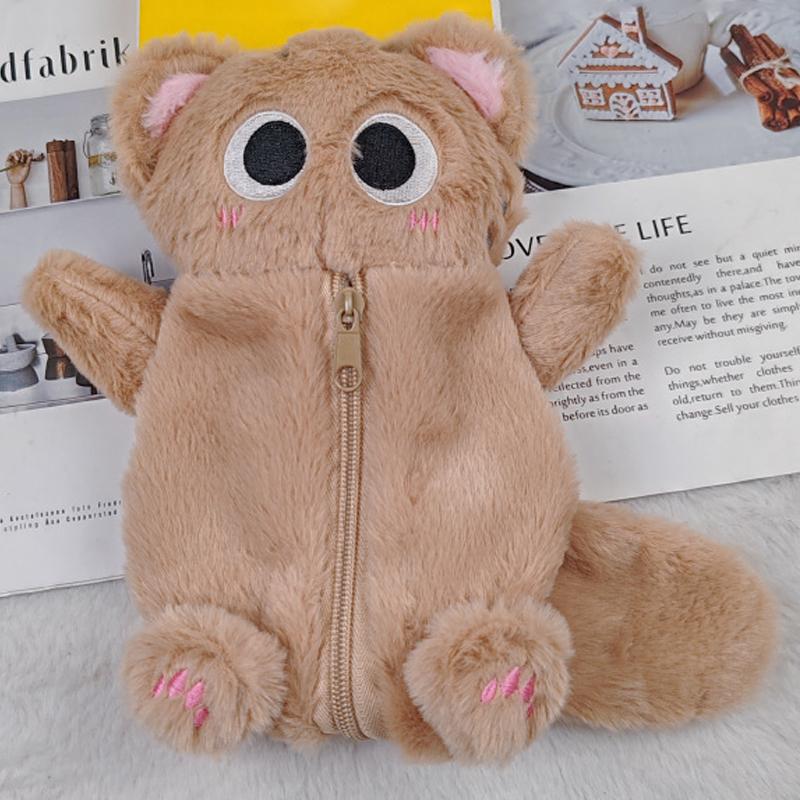 Мультяшный плюшевый пенал с изображением кота, большая вместительная сумка для хранения канцелярских принадлежностей, модная сумка для ручек, милая мягкая игрушка в виде кота, сумка для карандашей, подарки