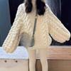 Women's Off-White Cable Knit Sweater Casual Loose Fit Chunky Knit Pullover