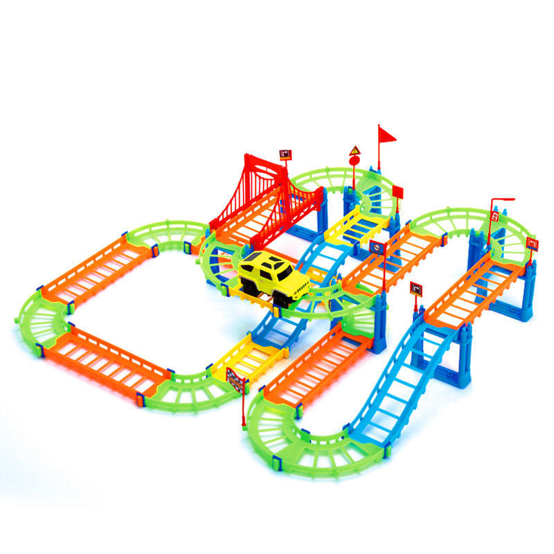 74PCS 3D Two-layer Spiral Track Roller Coaster Toy Electric Rail Car for Child Kids Gift