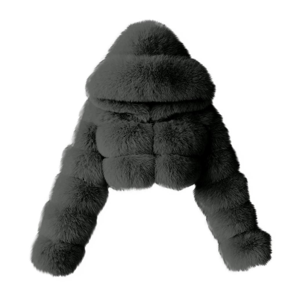 Женская модная куртка, однотонное плюшевое пальто с длинными рукавами и капюшоном