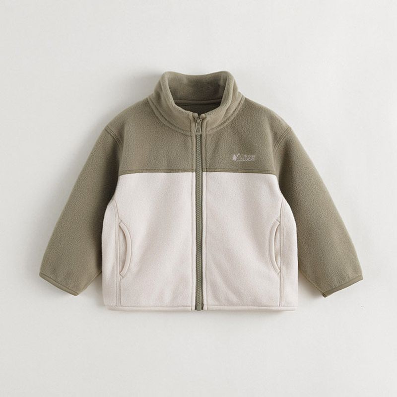 Mark Jenny Boys and Girls Outdoor Color-Blocked Double-Sided Fleece Jacket Kidsren's Spring & Fall Stand-Up Collar Top 241062