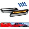 2Pcs White&Amber LED Hood Scoop Light for 2010-2018 Ram 1500 Sport Hood Air Flow Vent Grille Lamp with DRL Turn Signal Lights Functions Smoked Lens