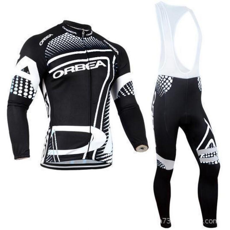 Mens Cycling Long Sleeve Jersey Bib Pants Set Lightweight Fleece Lined Winter Riding Outfit