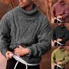Fashionable Men's Fall/Winter Warm Pure Color Knitted Twist Braid Twisted Knitted Sweater Turtleneck Warm Pullover