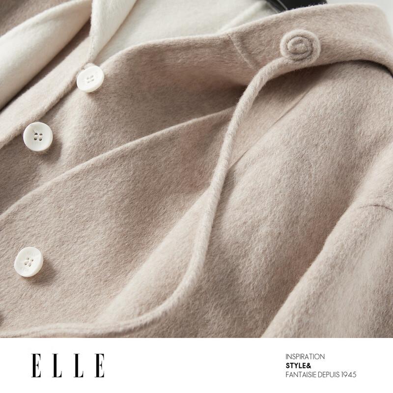 ELLE Женское пальто средней длины с капюшоном из французской мериносовой шерсти