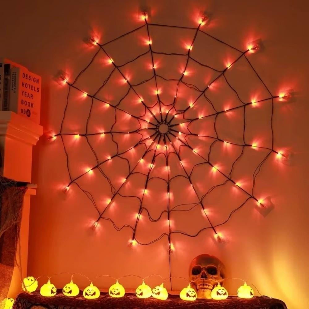 70LED Spider Web String Light 1.2M Cobweb Light Decorative Net Light Halloween Decoration