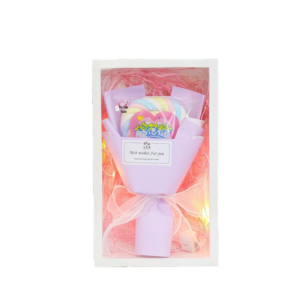 Heart-Shaped Cotton Candy Lollipops - Colorful Children's Day Gift Snacks