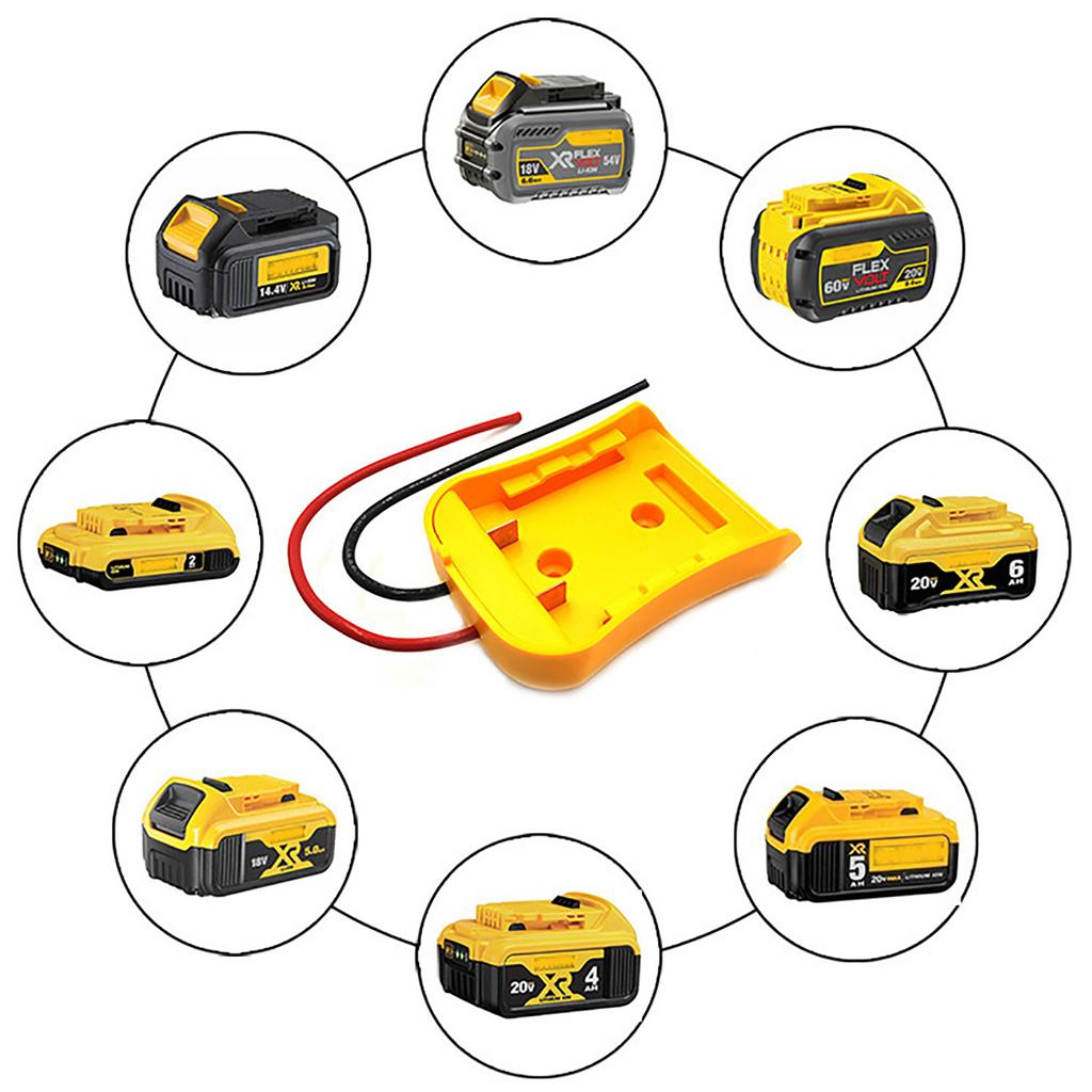 Желтый адаптер батареи для Dewalt 20 В Макс. 18 В, разъем питания док-станции, провода 12 AWG, адаптер питания, инструменты, аксессуары