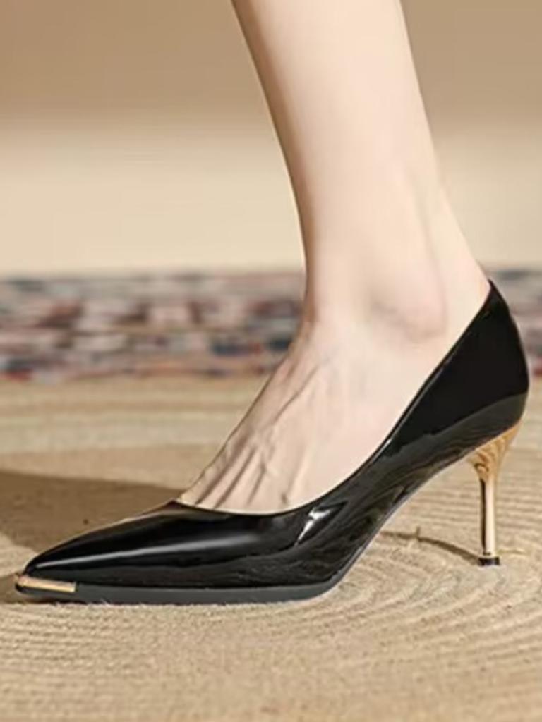 Элегантные женские туфли на каблуке Черная замша Мода Весна Женские туфли-лодочки 6/8 см Высокий каблук Темперамент Заостренный носок Вечерние туфли для платья