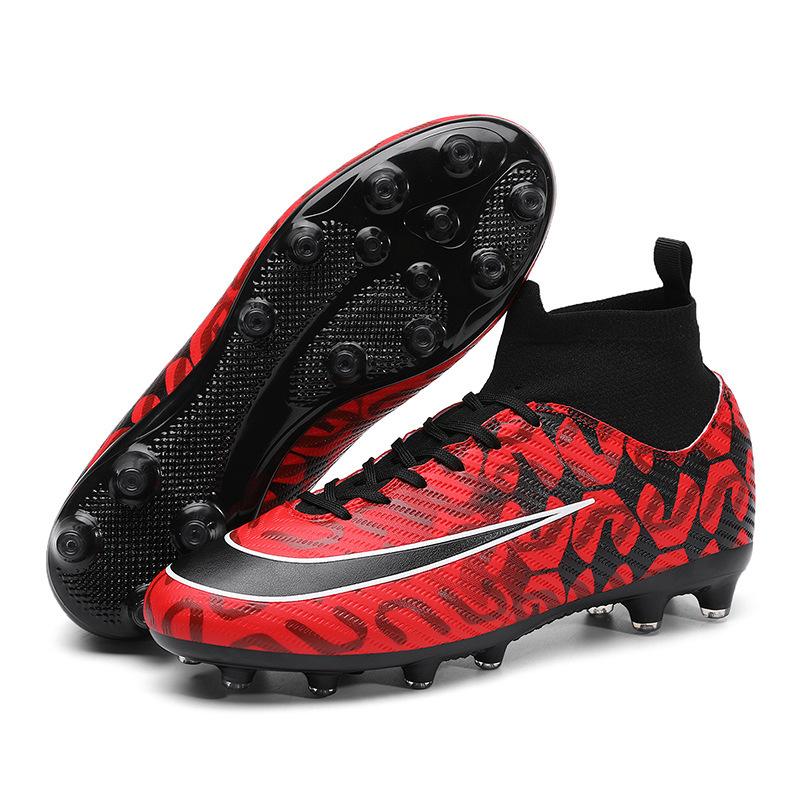 Large Size Football Shoes Men's High Top Teen Students TF Shredded Nails AG Spikes Competition Training Football Shoes