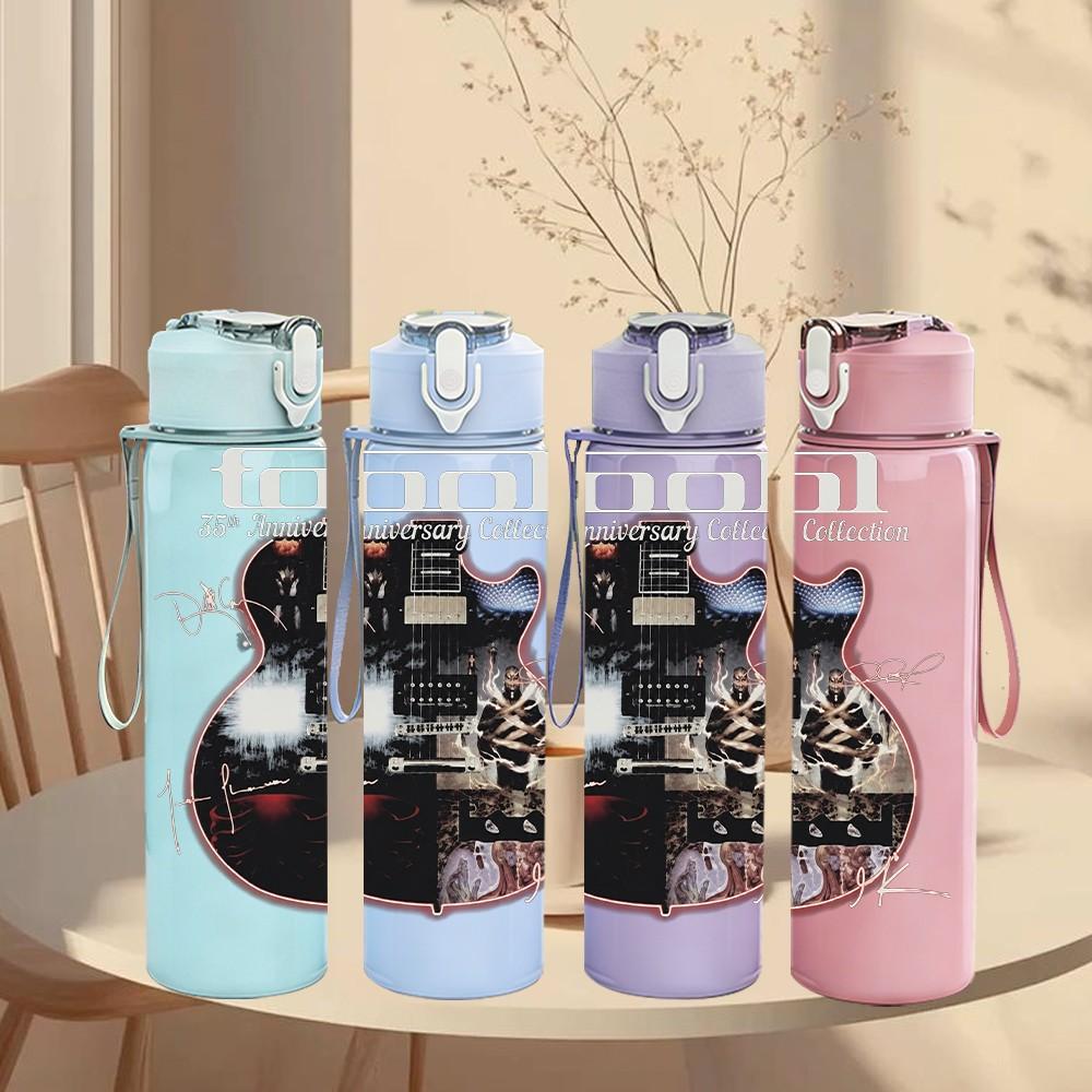 1PC Guitar Instrument 750ml sports water bottle leakproof straw lid outdoor office home