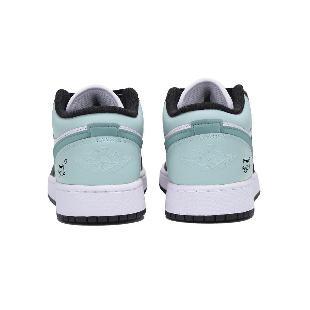Jordan Air Jordan 1 Low Винтажные Баскетбольные Кроссовки Мужские Черно-Бело-Зеленые 553558-131(Команда85-)