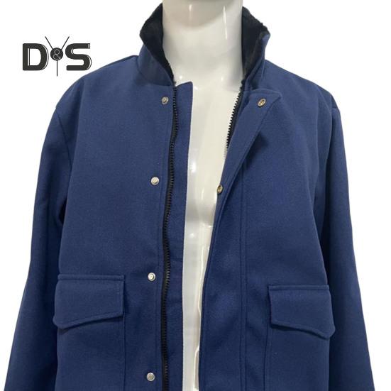 Осенне-зимняя мужская куртка с плюшевой строчкой, однобортная куртка с длинным рукавом и карманами с клапанами, однотонная шерстяная верхняя одежда