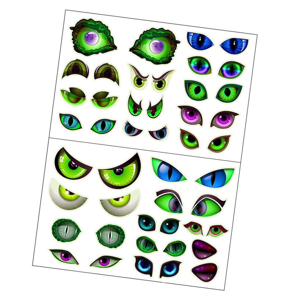 Светящиеся в темноте самоклеящиеся наклейки на стену «Подглядывающие глаза» на Хэллоуин для жутких украшений для вечеринки, материал ПВХ