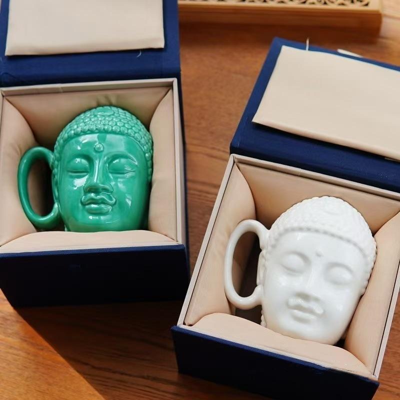 Керамическая Кофейная Чашка Буддийская Статуэтка Будды Кружка для Молока Чашка с Крышкой и Ручкой Аватар Персонажа Симуляция Портрета