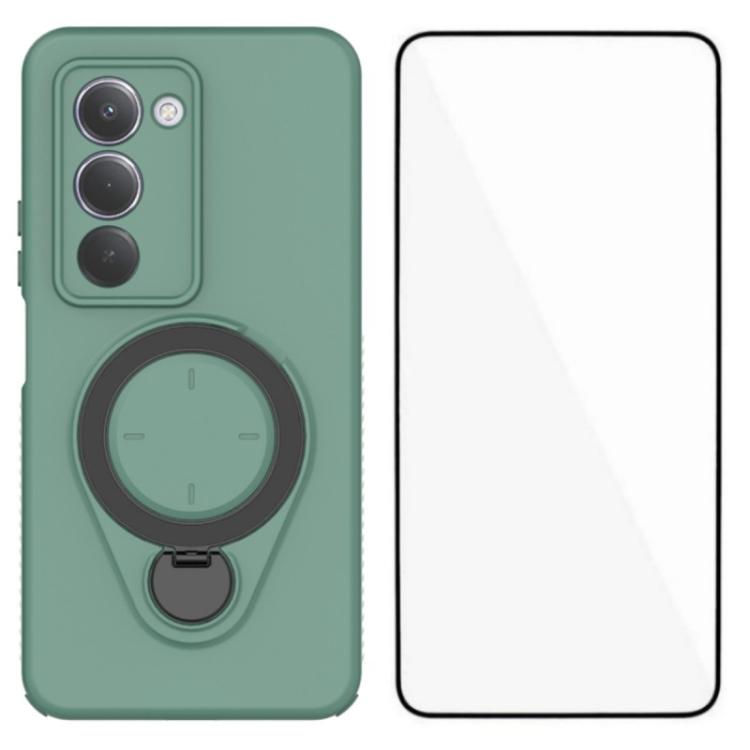 2-in-1 Ring Kickstand Phone Case with Tempered Glass Screen Protector For Redmi 15 5G Global 169.5mm, PC+TPU Shockproof Protective Cover
