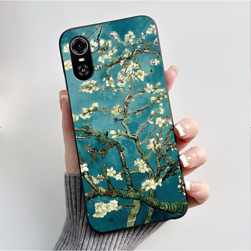 Для чехлов на телефон ZTE Blade A33S Мягкая силиконовая задняя крышка Для ZTE Blade A 33 S Чехол Модный Цветок Черный ТПУ Оболочка Coque A33S Capa