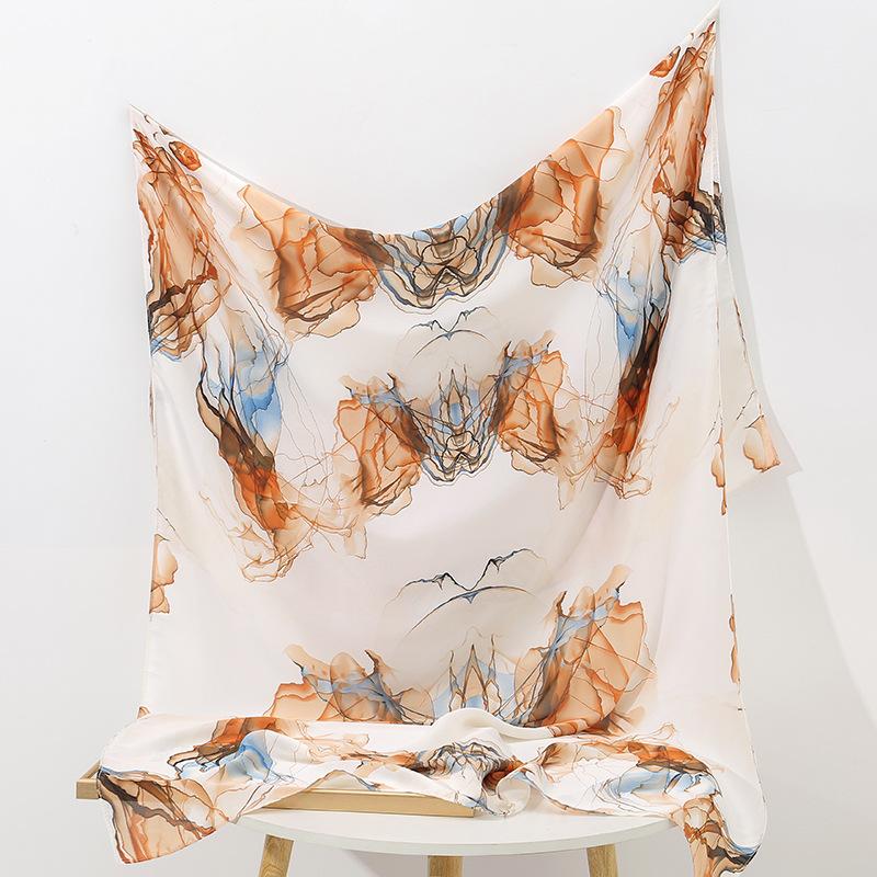 Шелковый шарф с принтом ботанических цветов, весна и лето, новый атласный шарф Li Jin, темпераментная женская шаль