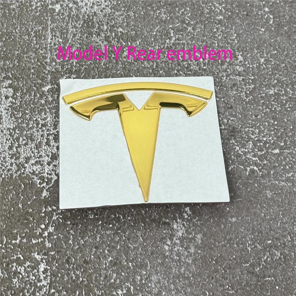 EPYFH1 Front Bumper or Rear Trunk Logo for Tesla Replacement Kit Model 3/Y - Metal Blackened Logo Emblem Car Exterior Decoration Parts