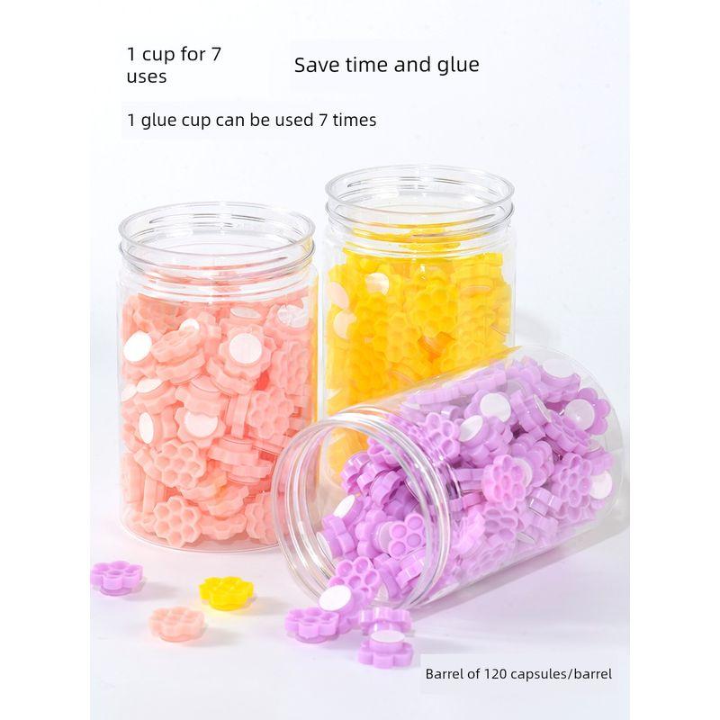 Magic Eyelash Glue Cup Self-Adhesive Plum Blossom Cup with Built-In Adhesive for Eyelash Extension Honeycomb Glue Cup Special Tool