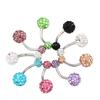 Double Head Studded with Rhinestone Navel Button Colored Clay Shambhala Navel Ring Rubber Clay Circular Diamond Ball Navel Nail