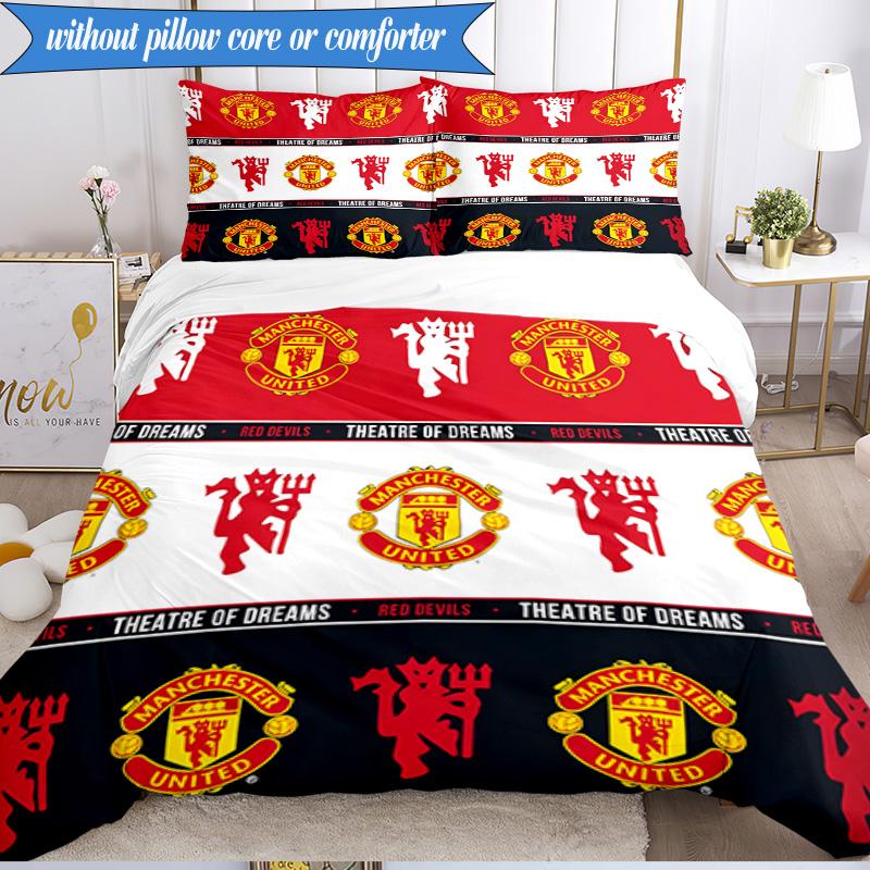 Manchester Crest 3pcs Bedding,Including 1pc Duvet Cover And 2pcs Pillowcases Perfect for Christmas,Ideal for Bedroom, Dormitory