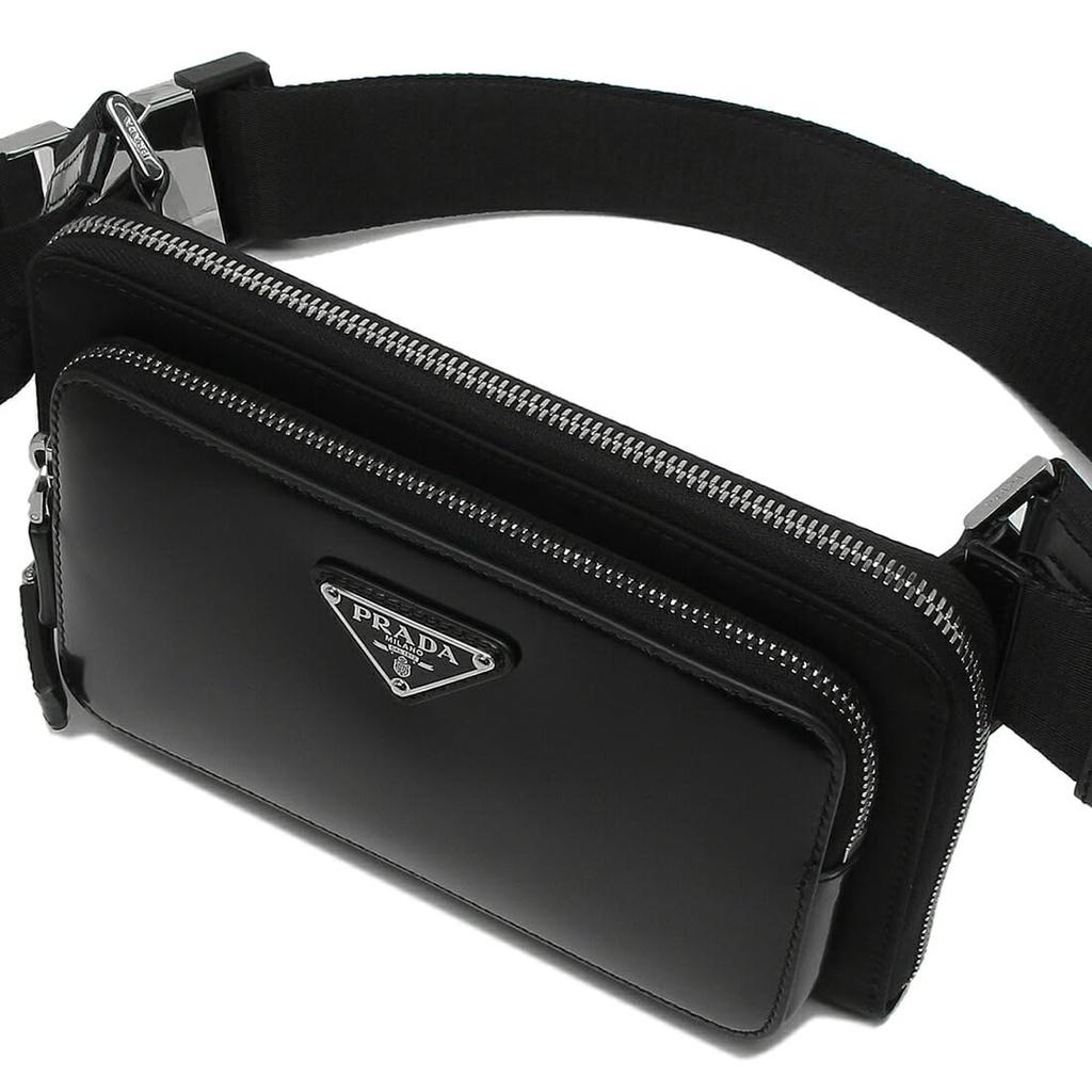 Сумка для тела Renylon Brushed Leather Black 2VH156 789 F0002 OMT [Prada] [Prada] Мужская [Товар]