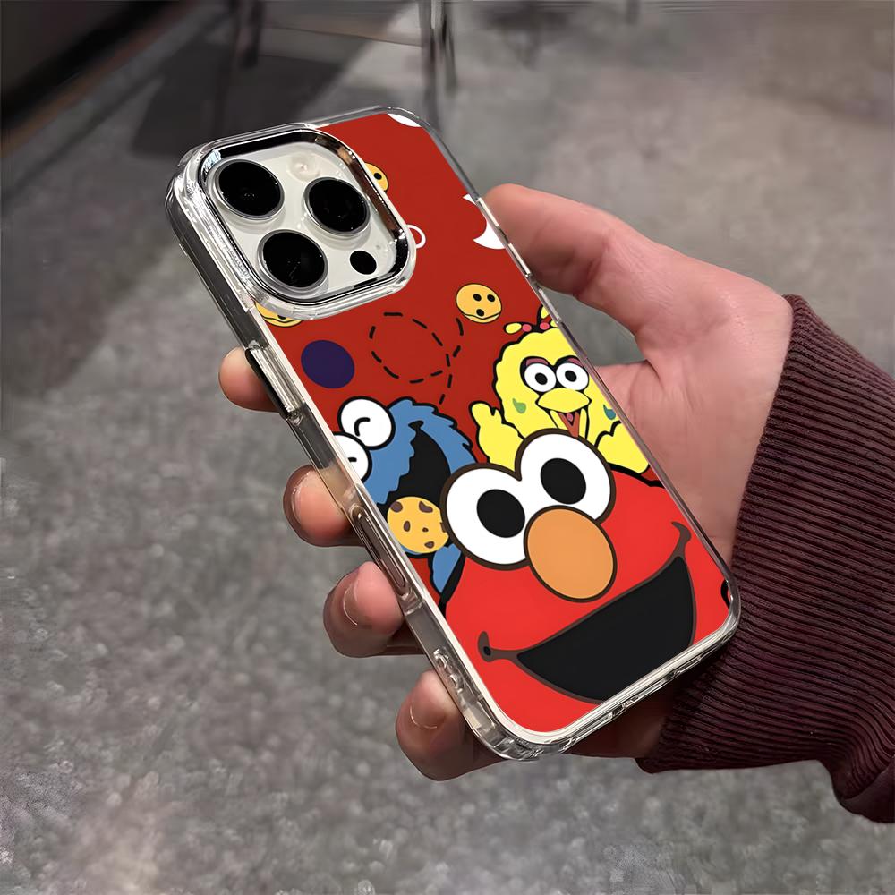 S-Sesame S-Street Phone Case For IPhone 17 Air 16 E 15 14 13 12 11 Plus Pro Max Electroplated Transparent Soft Shell