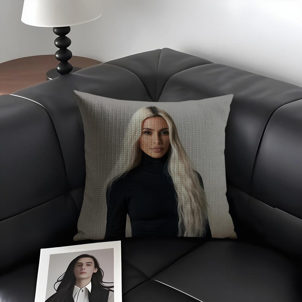 KKim KardashianN Star Cushion Cover Natural Linen Organic Fabric DoubleSided Printing Sofa Home Decor Gift Pillow Case