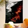 Phoenix Eagle Fire Black White Red Wings Art Print Fantasy Art Tapestry for Dorm Room Wall Hanging