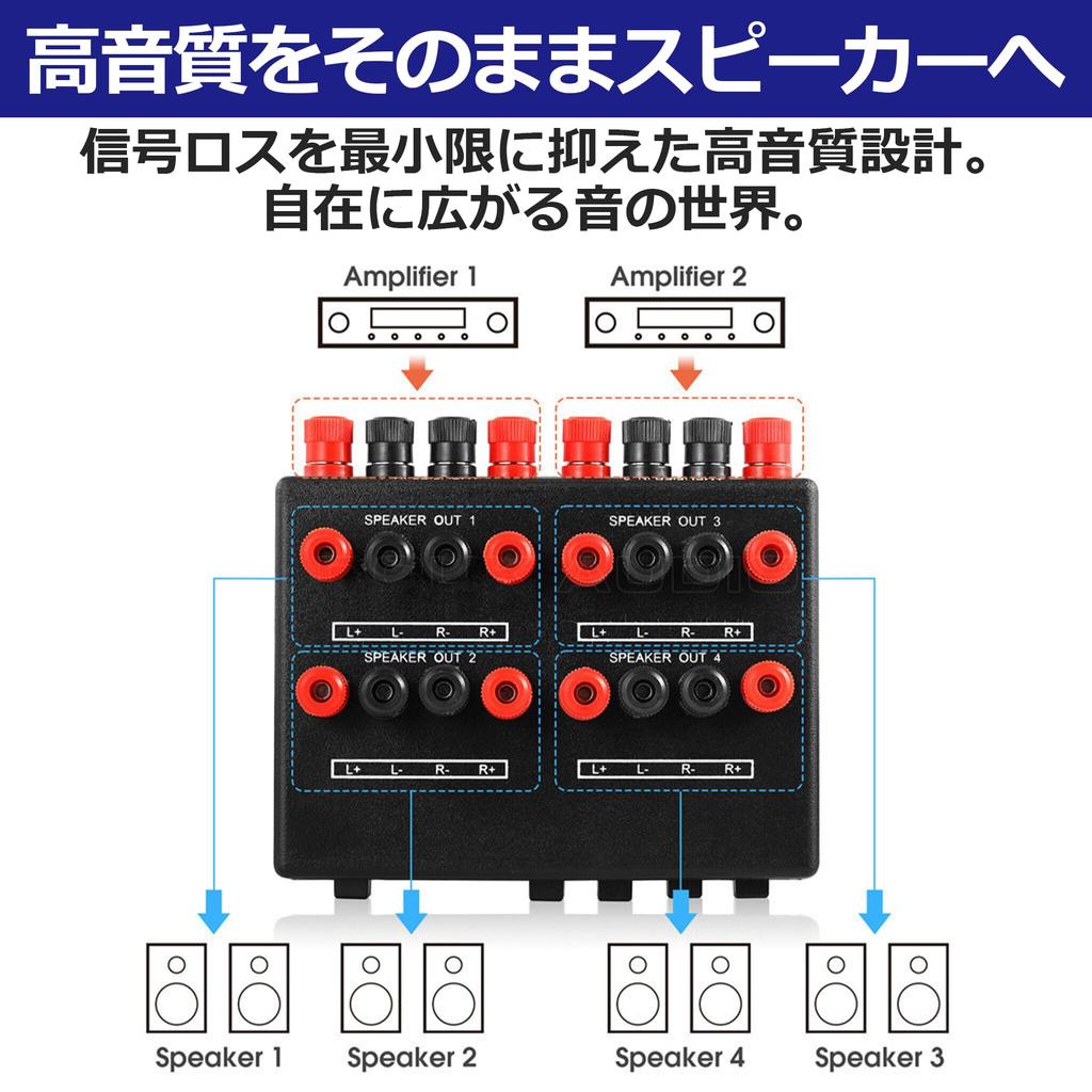 EdisonBrain Speaker Selector 2 in 4 out Speaker Switcher Stereo Amplifier Audio Splitter Box Banana Plug Type 2 Inputs 4 Outputs