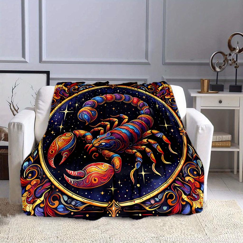 1pc Scorpion Print Blanket, Soft Warm Throw Blanket Nap Blanket for Couch Sofa Office Bed Camping Travel, Multi-purpose Gift Blanket
