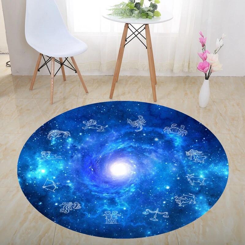 3D Illusion Halloween Black & White Round Carpet for Bedroom & Living Room