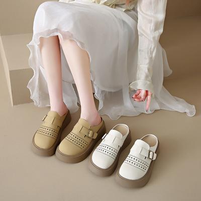 Женские универсальные повседневные шлепанцы с мягкой подошвой, с вырезами, нескользящие, летние 2025, тапочки с открытой пяткой для улицы, крутые тапочки для ленивых