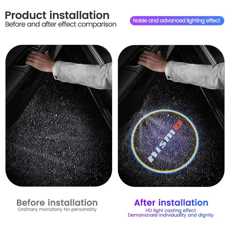 Car HD Projector Lamp Car Door Wireless Welcome Light LED Decoration Auto Accessories For Nismo Nissan Qashqai X J10 J11 Trail AGKLN1