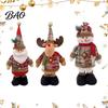 Retro Style Xmas Room Decorations Christmas Retractable Leg Plush Doll, Santa Snowman Elk Figures with Stuffed Fabric Character Toys Adjustable