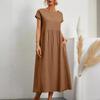 European & American Solid Color Sleeveless Loose Cotton Linen Pocket Dress 2024 In Stock